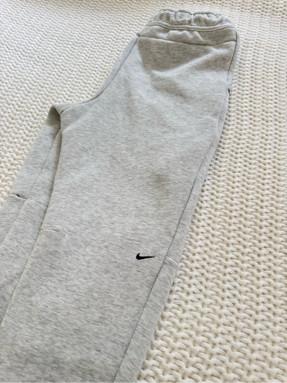 Nike Light Gray Fleece Joggers with Black Swoosh And Accents - Picture 3 of 7